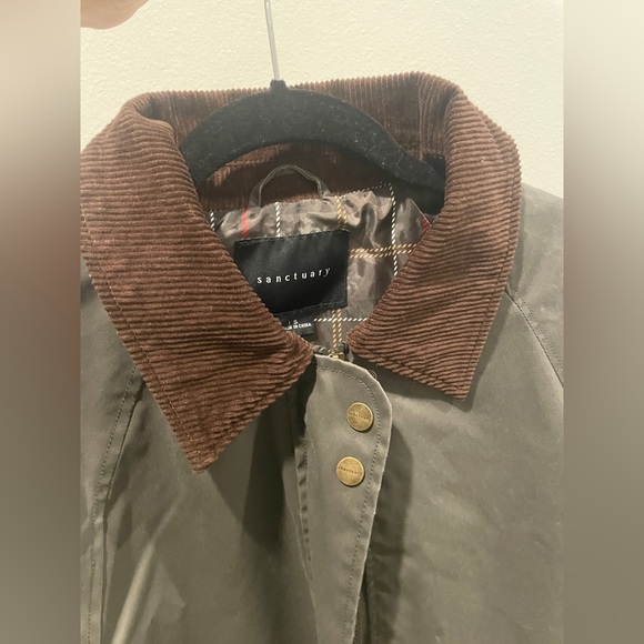 🆕 NWT- Sanctuary Olive Jacket with Corduroy Brown Collar size small - Picture 4 of 9
